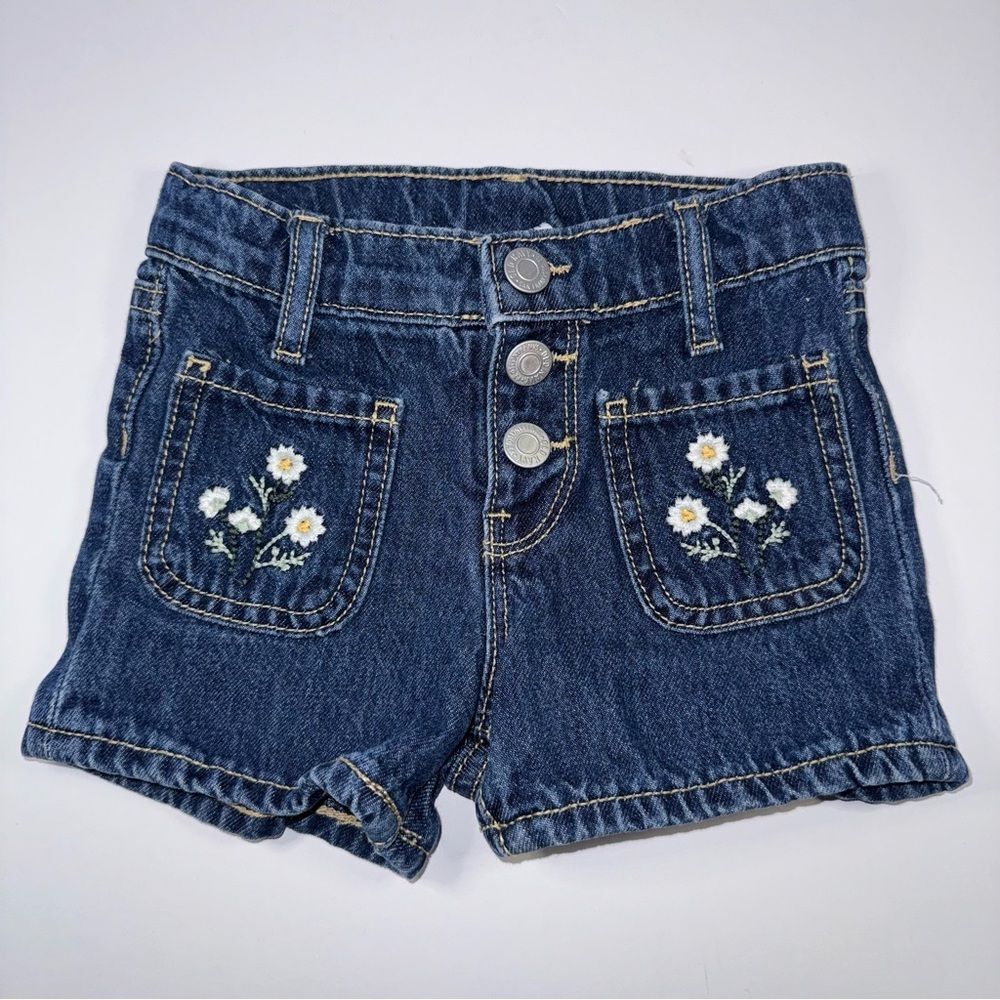 Old navy size 3t High-Waisted button fly Embroidered Mariner denim Jean Shorts